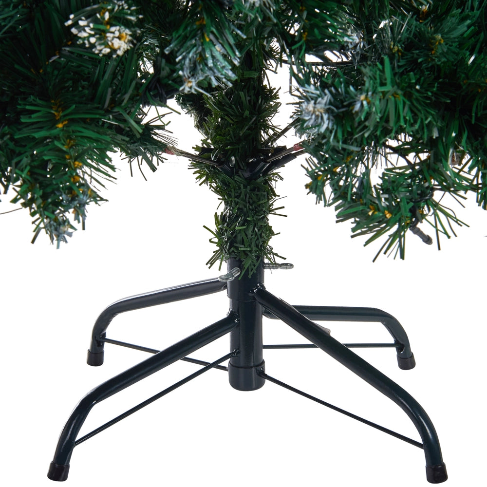 Albero di Natale Artificiale PreIlluminato Verde Innevato Base Nera 120 cm