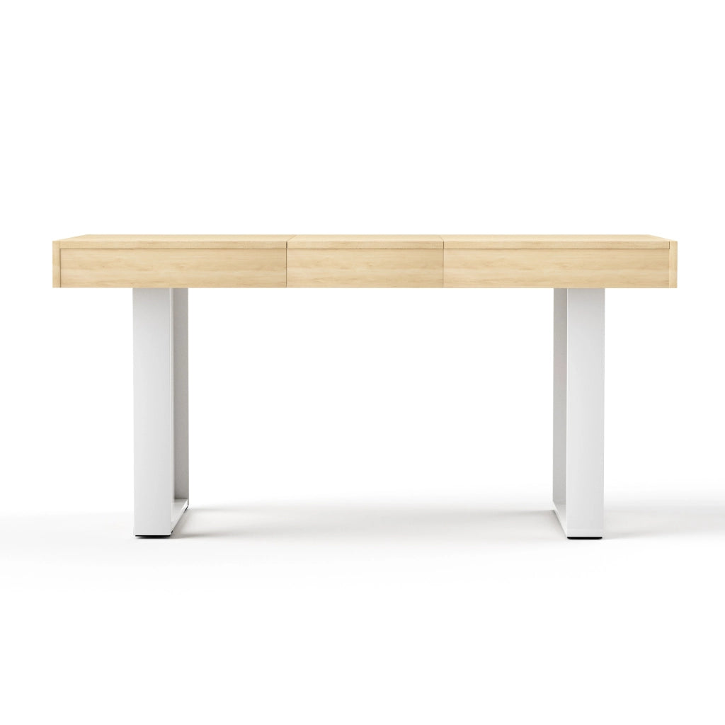 TAVOLO DA PRANZO ALLUNGABILE 120-160 CM LEGNO RIVESTITO NATURALE/BIANCO