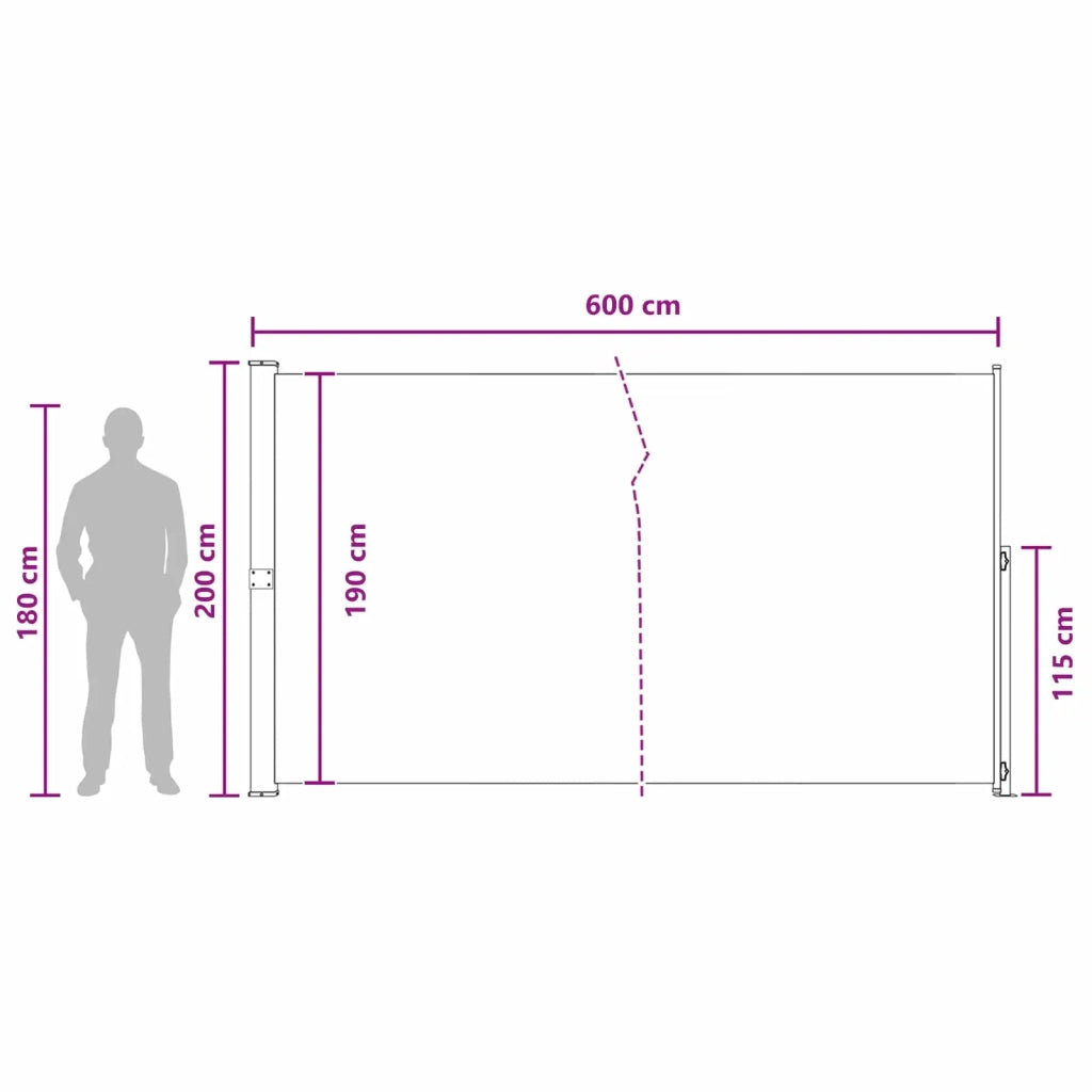Tenda laterale retrattile Tortora 600 x 200 cm Poliestere 42035379