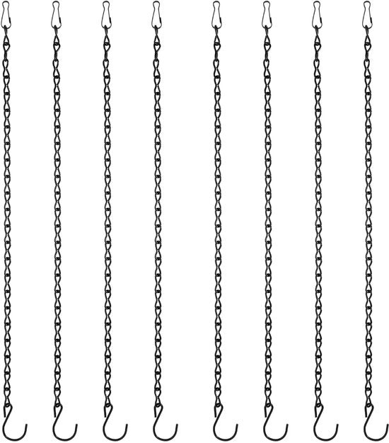 Set di 8 catenelle metalliche per appendere 50 cm catenelle metalliche con gancio nero per appendere fioriera per appendere per mandria ventilatore gong per uccelli casa per uccelli lanterna alimentatore per uccelli cartellone pubblicitario