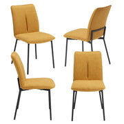 Set 4 sedie imbottita CAMILLA per cucina, sala da pranzo e soggiorno, design moderno, gambe coniche robuste finitura ghisa, schienale e seduta rivestiti con tessuto effetto doppio tono colore Senape