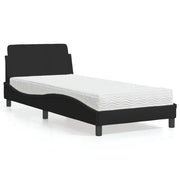 Letto con Materasso-Struttura Letto con Materasso Dover Nero 90x200 cm in Tessuto