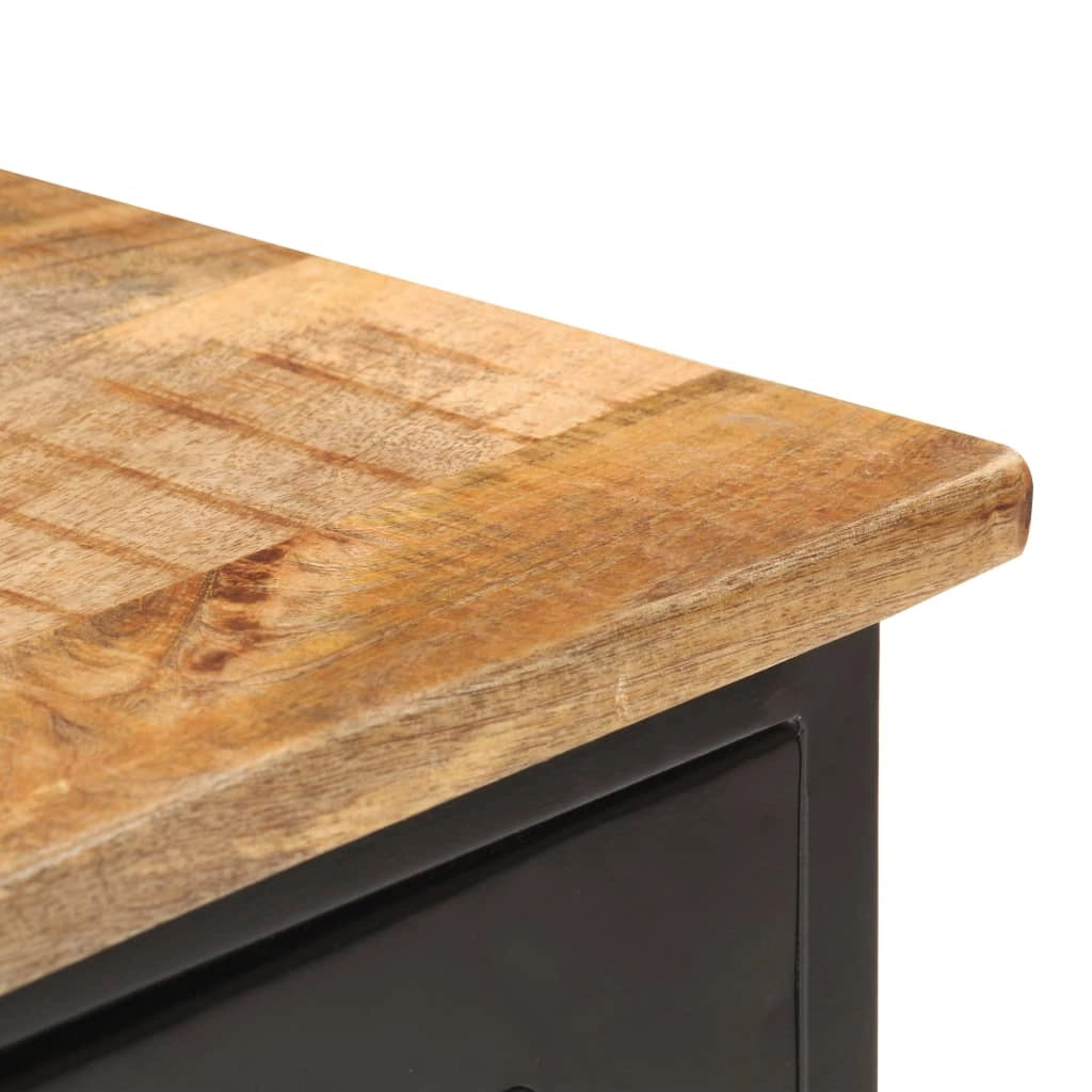 Buffet credenza cassettiera armadio mobile contenitore organizer per cucina soggiorno salotto 110 x 30 x 65 cm legno massello di mango grezzo e acciaio marrone 02_0029509