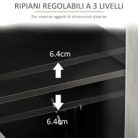 Credenza Moderna con 2 Armadietti e 4 Ante con Apertura a Pressione, 121x37x75cm, Nero