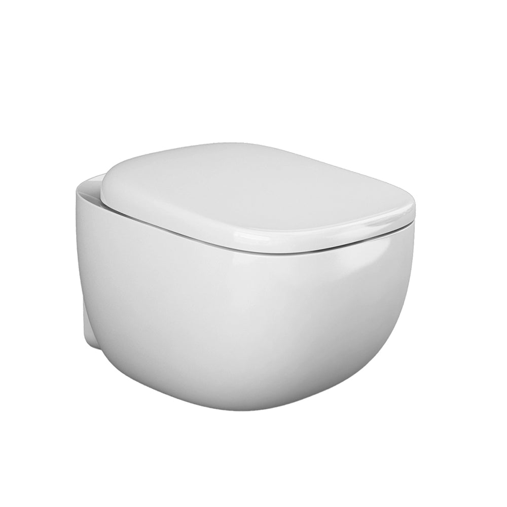 Coppia sanitari sospesi in ceramica con sedile soft-close bianco lucido Rak Illusion