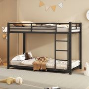 DESMIU Letto a castello per bambini 90 × 200 cm 2 posti con sponde di sicurezza, senza materasso, in metallo, nero