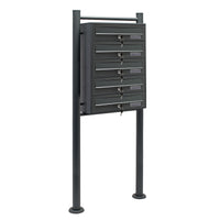 Cassetta postale condominiale autoportante 5 posti, 1 modulo, antracite 556 x 270 x 1500 mm