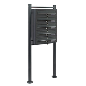 Cassetta postale condominiale autoportante 5 posti, 1 modulo, antracite 556 x 270 x 1500 mm