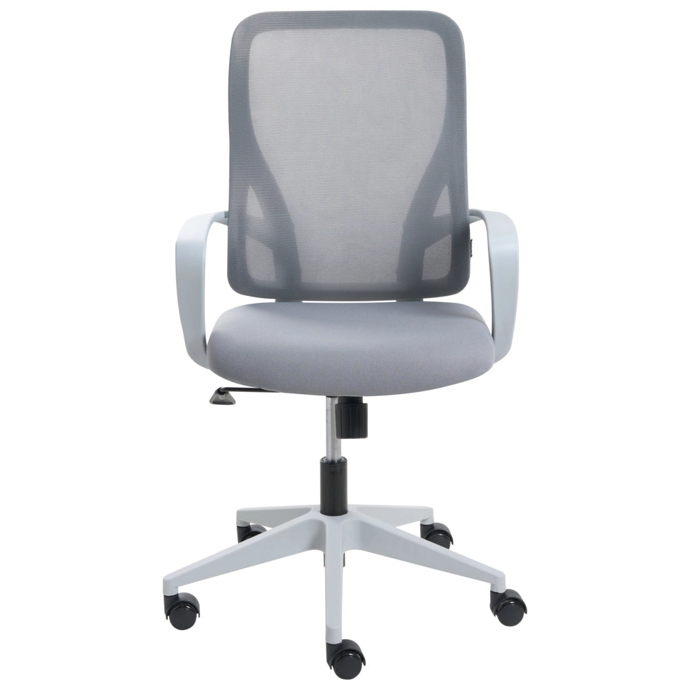 Sedia da ufficio in tessuto grigio chiaro rivestimento in rete girevole da scrivania per computer seduta regolabile schienale reclinabile