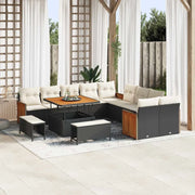 Set Divano da Giardino 17 pcs Nero e Crema polyrattan