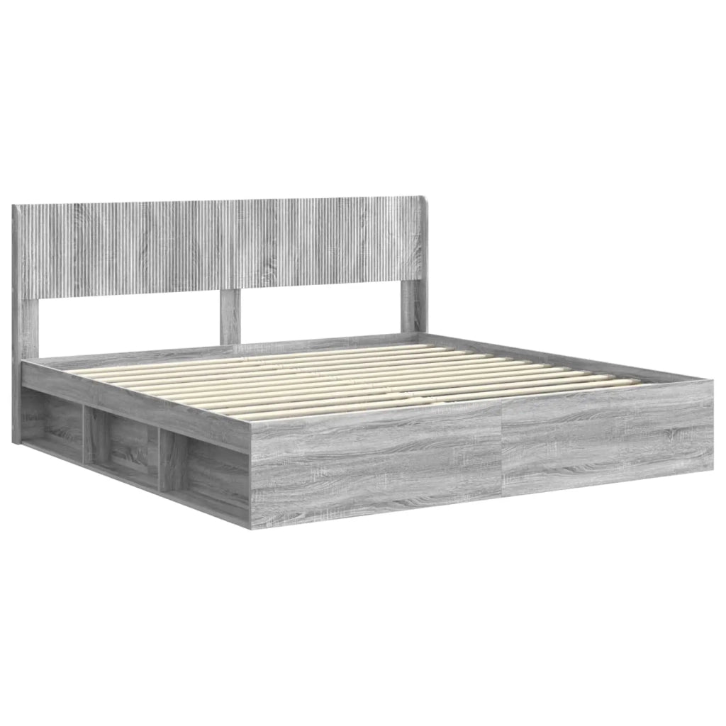 Struttura del letto con stoccaggio e testata Sonoma grigio 3414184