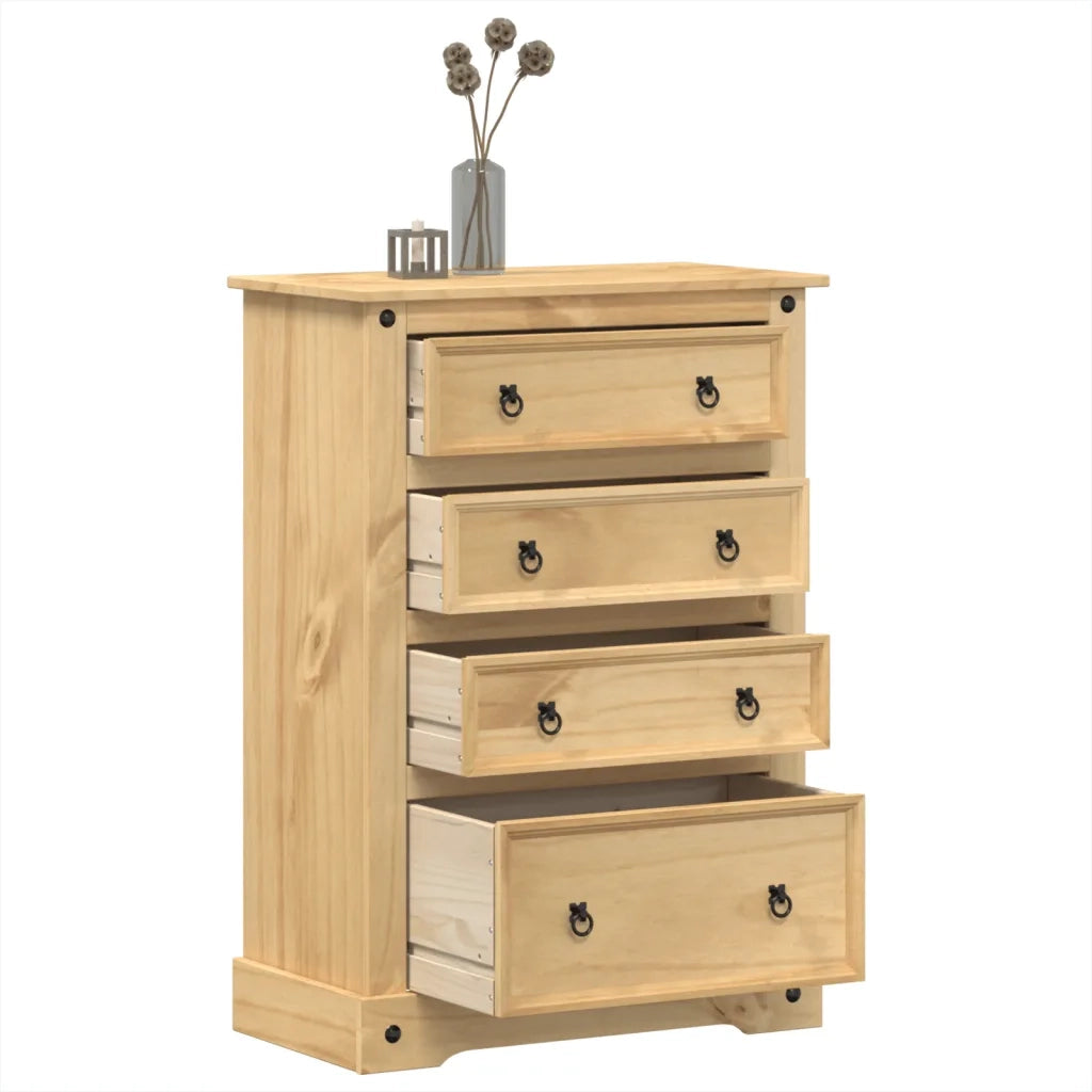 Cassettiera Corona 80x43x114 cm in Legno Massello di Pino 4005672