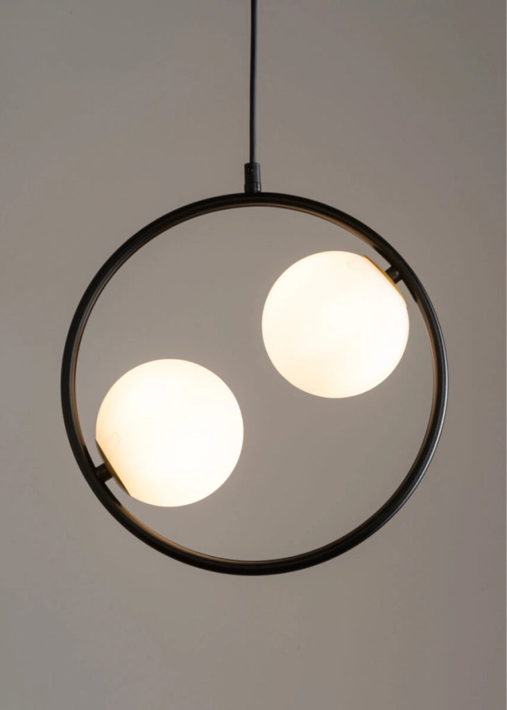 Lampada a sospensione Aqua nera 2 sfere vetro G9 Sigma