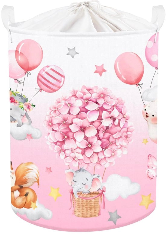 Sacco di Stoccaggio per Bambini 45L, Pallone di Aria, Fiore Rosso, Cestino per Abiti per Ragazze, Olifante Addormentato, Giochi Sferici, Cassetto per Abiti per Camera da Bambini, 36x45 cm