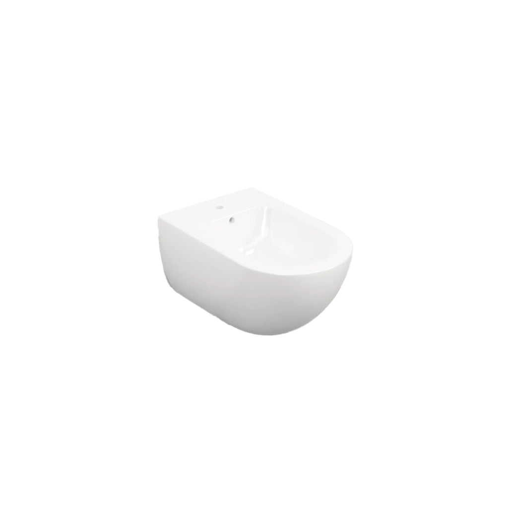 Coppia Di Sanitari Sospesi Senza Brida Ceramica Cielo "Enjoy 53" Bianco Lucido