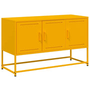 Mobile TV multimediale mensola TV credenza TV sala da pranzo soggiorno camera da letto giallo senape 100,5 x 39 x 60,5 cm acciaio giallo 02_0027654