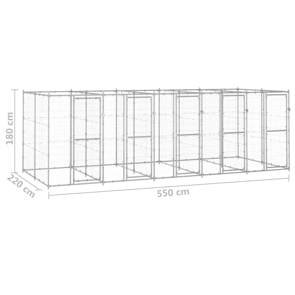 Gabbia per Cani da Esterno in Acciaio Zincato 12,1 mÂ² cod mxl 59965