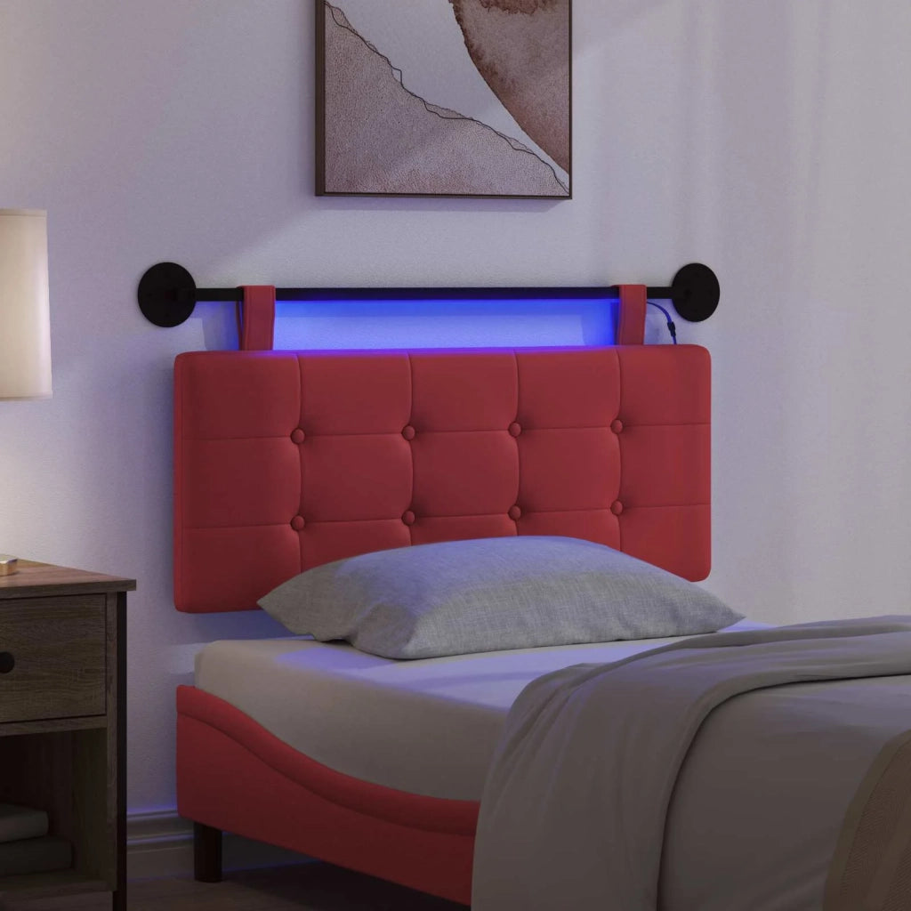 Testiera | Testata sospesa Con luce LED Rosso Similpelle