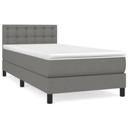 Letto singolo | Letto per adulti | Giroletto a Molle con Materasso Grigio Scuro 90x190 cm Tessuto