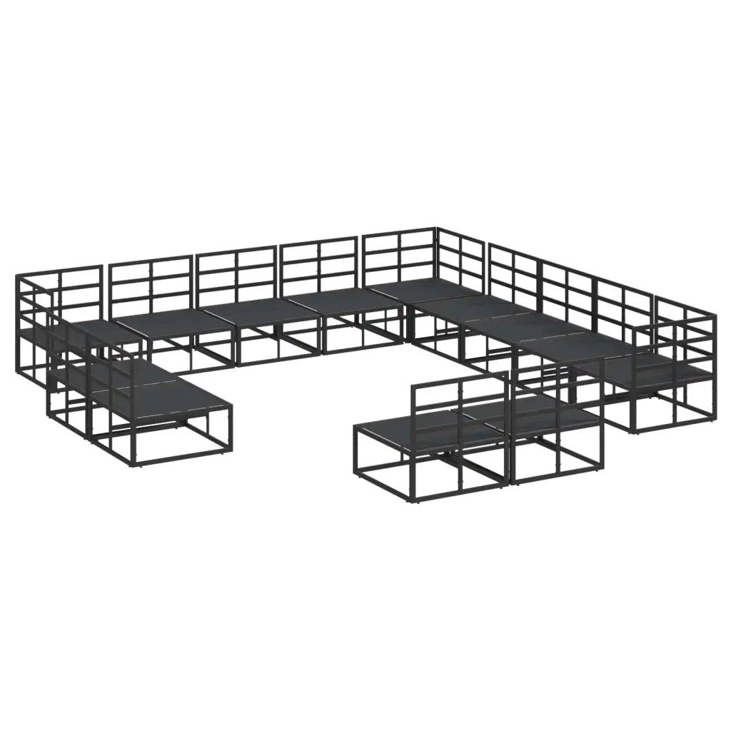 Set Divano da Giardino con cuscino 13 pcs Nero Alluminio 3378930