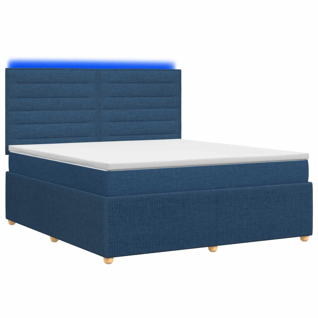 Letto Box Spring LED con Materasso Blu 180 x 200 cm Tessuto 3455915