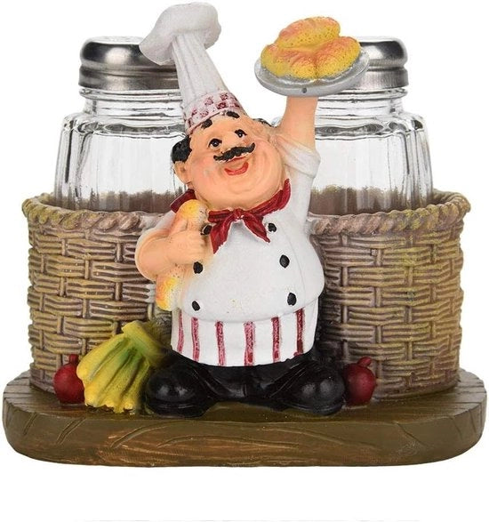 Set di spazzole per sale e pepe per casa e ristorante con saltiera per chef in forma di giocattolo