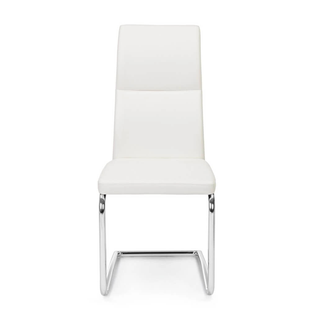 Set di 4 Sedie Imbottite in Similpelle con Gambe Cromate - ASHER