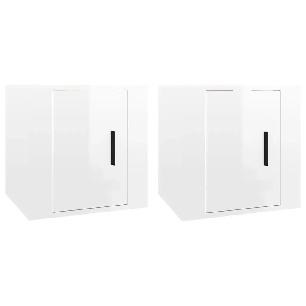 Mobili Porta TV a Parete 2 pz Bianco Lucido 40x34,5x40 cm