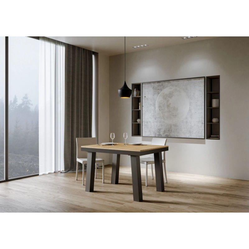 Tavolo allungabile 90x120/224 cm Bridge Evolution telaio Antracite - Quercia Natura