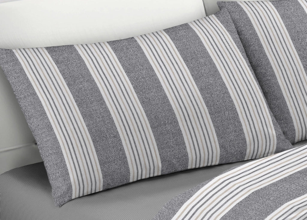 Sacco Copripiumino Piumone Letto In 100% Cotone Made Italy Vari Disegni RP - 1 Piazza - Righine Grigio