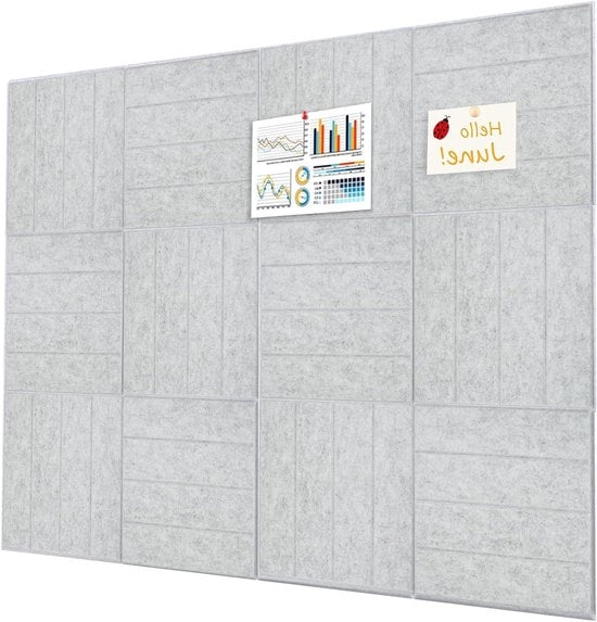 Pannello da Parete Self Adesivo 120x90cm - Pacchetto da 12 Unità - Strisce Verticali - Grigio Chiaro - Per Decorazione Casa, Ufficio e Scuola