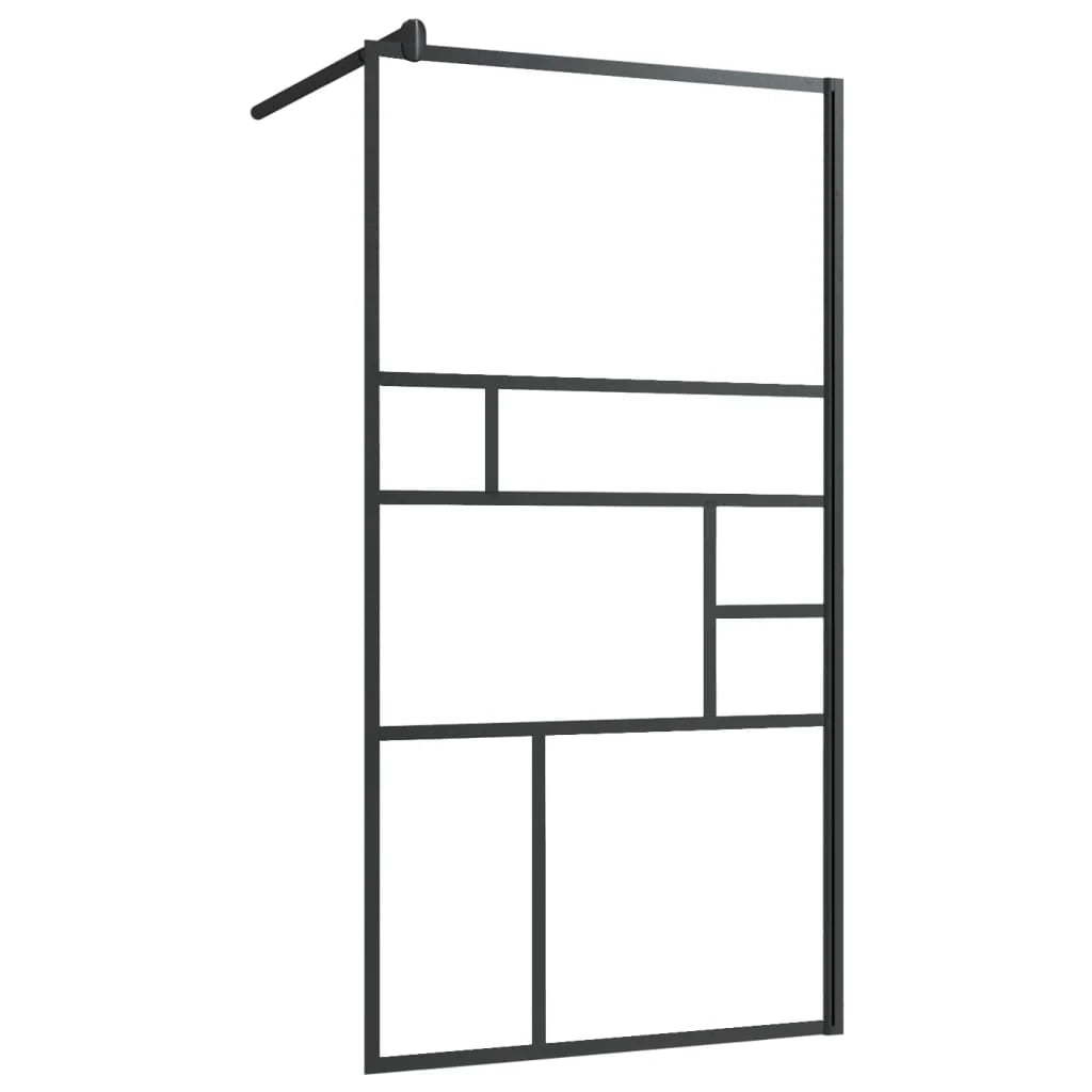 Parete doccia in vetro divisorio per vasca accessorio per bagno box doccia arredamento per la casa ESG trasparente 80x195 cm nero 02_0002140