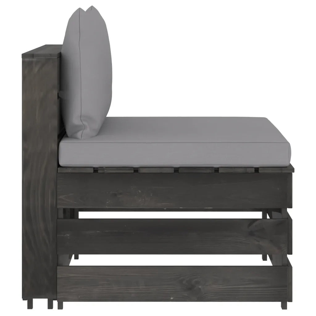 Divano Centrale Modulare con Cuscini in Legno Impregnato Grigio cod mxl 75050