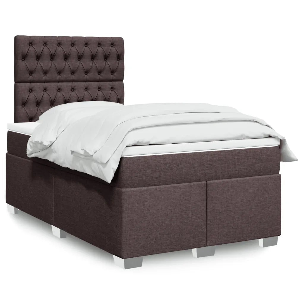 vidaXL Giroletto a Molle con Materasso Marrone Scuro 120x200cm Tessuto