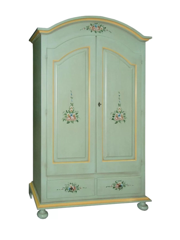 Armadio classico 2 ante shabby legno verde con decori 125x61x200 - Mobili 2G