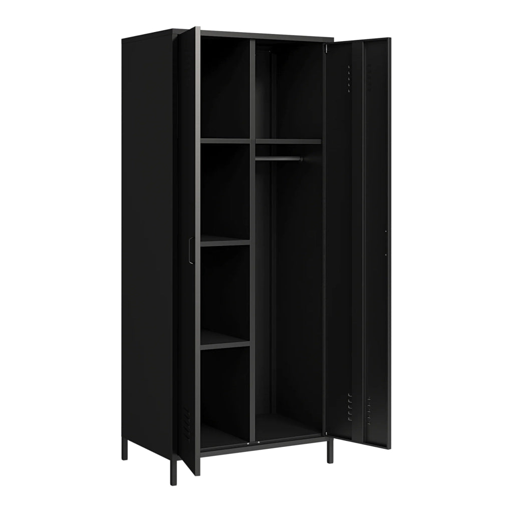 Scaffale 180 x 76 x 50 cm mobiletto portaoggetti in metallo nero opaco 03_0008916