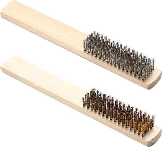 Set di spazzole per pulire pelle e abbigliamento con manico in legno - 2 pezzi, set di cura multifunzionale per scarpe