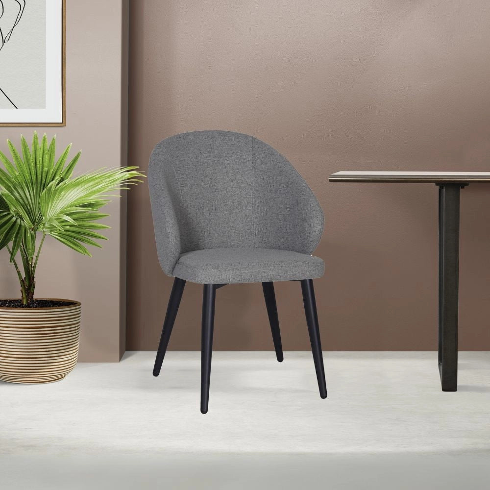 Set 2 Sedie imbottite Patya in tessuto grigio cenere con gambe nere – Comfort essenziale e carattere moderno