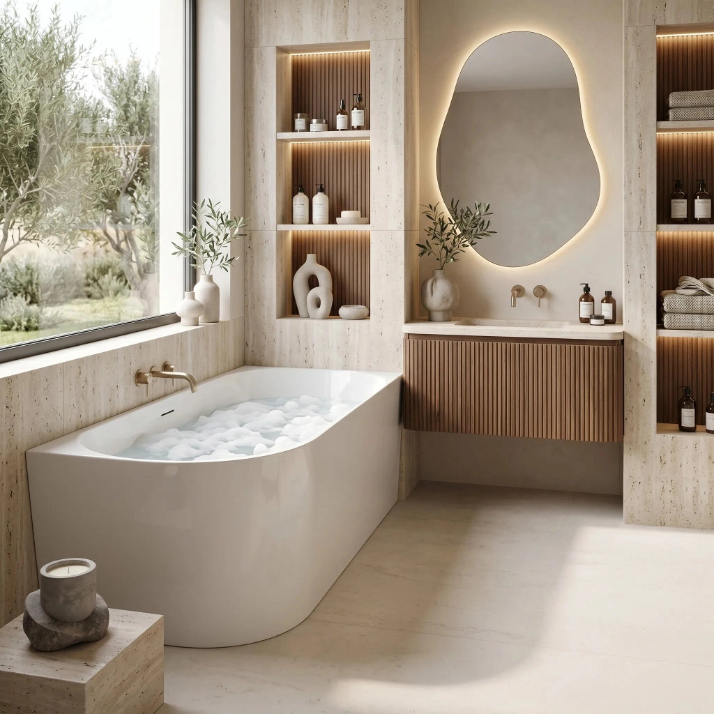 Vasca Da Bagno Angolare In Acrilico Rea Bellanto Slim 150 Right Copritappo nero