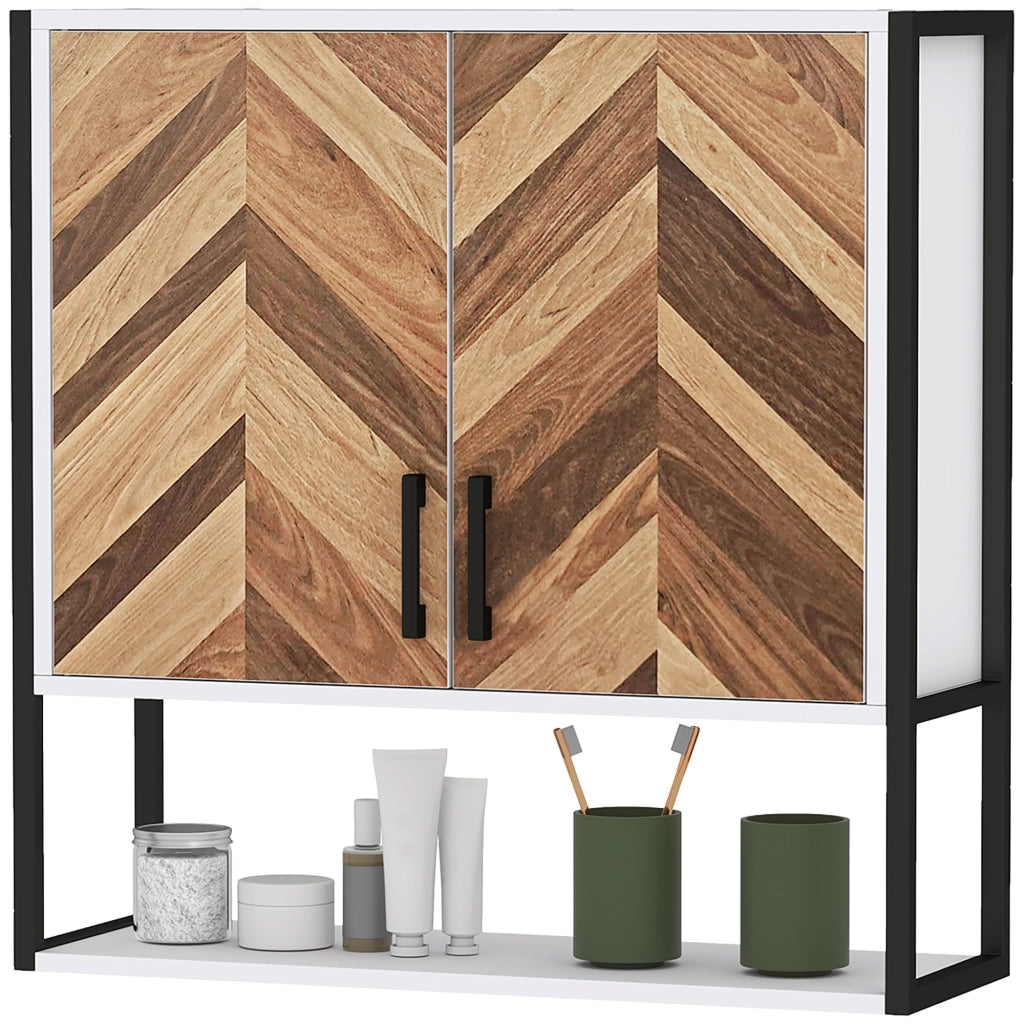 Armadietto Pensile per Bagno con 2 Ante e Ripiano Regolabile ¨C zephmum ¨C 59x20x60 cm Multicolore