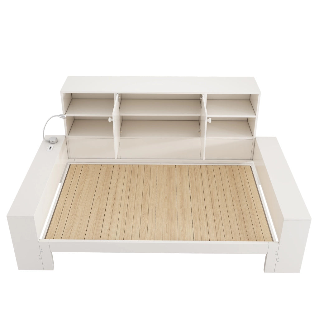 Letto Contenitore Singolo con Estraibile ¨C MINIMAL ¨C Bianco, Legno, 90x200, USB