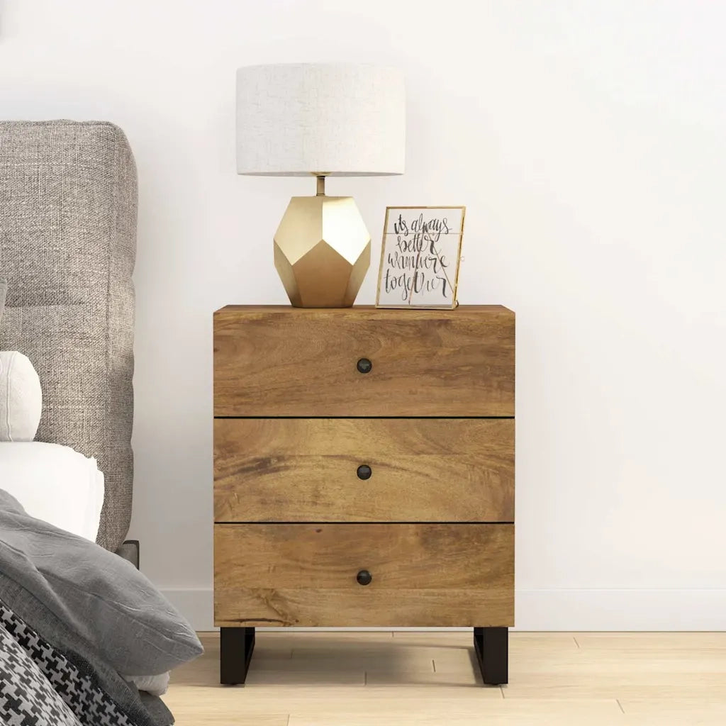 Comodino 50x33x62cm Legno Massello di Mango e Legno Multistrato 350663