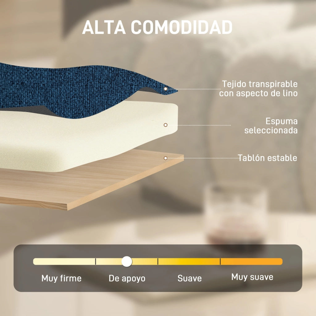 Poltrona Girevole 360¡ã ¨C Xylo ¨C Tessuto Lino Blu Scuro Base Metallo Altezza Regolabile
