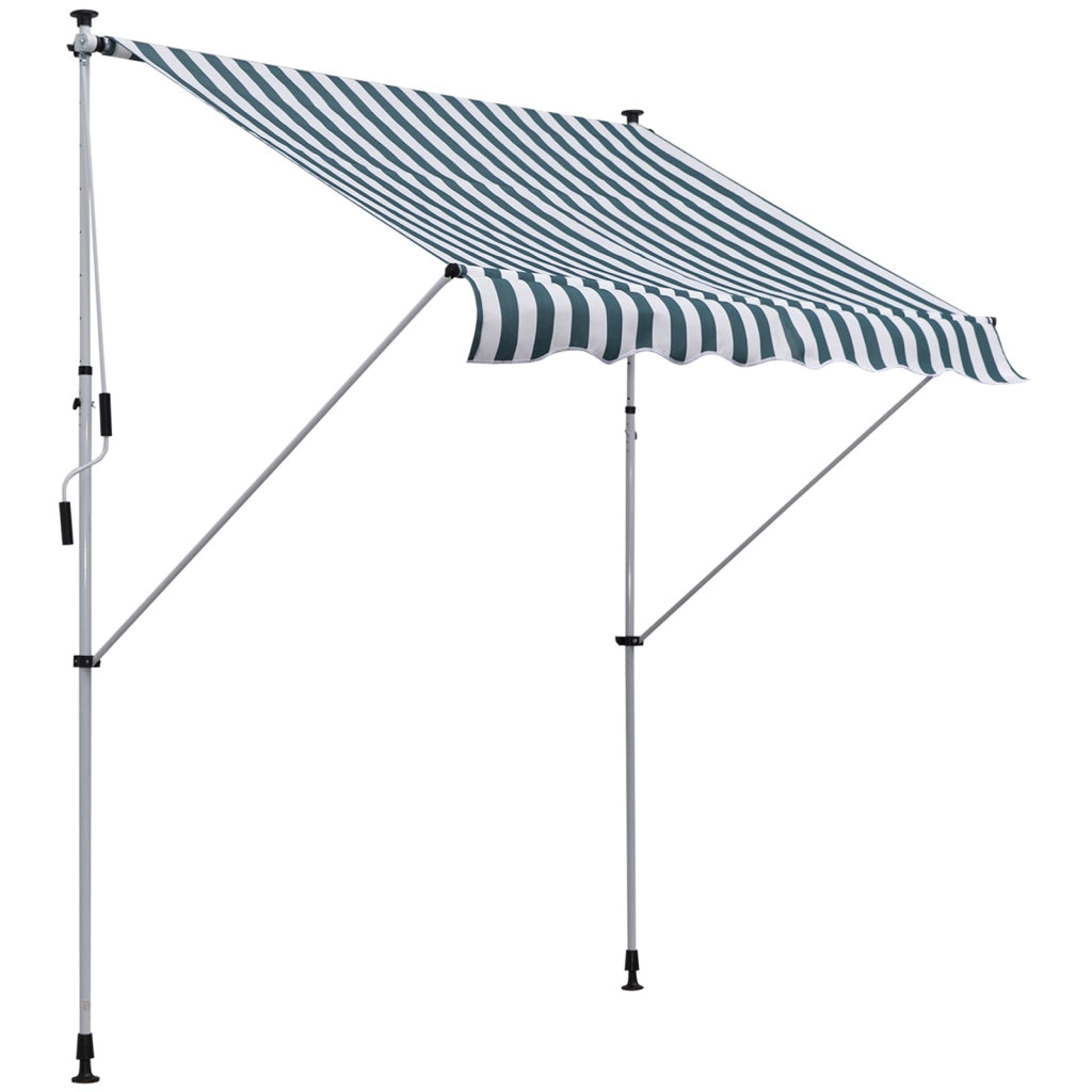 EasyComfort Tenda da Sole da Esterno 2x1.5m a Rullo con Manovella, Altezza e Angolazione Regolabile, Bianco e Verde