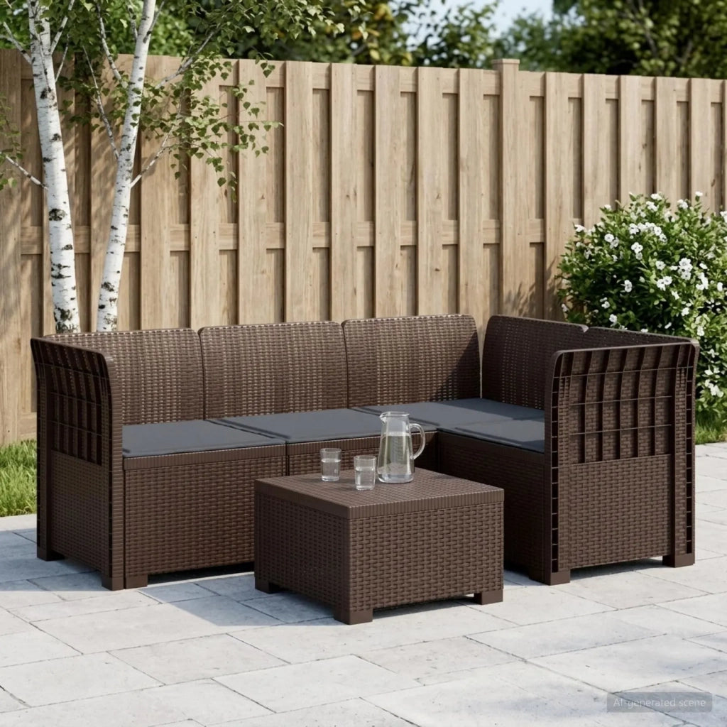Divano da Giardino 4 Posti con Cuscini Aspetto Rattan PP 3443969