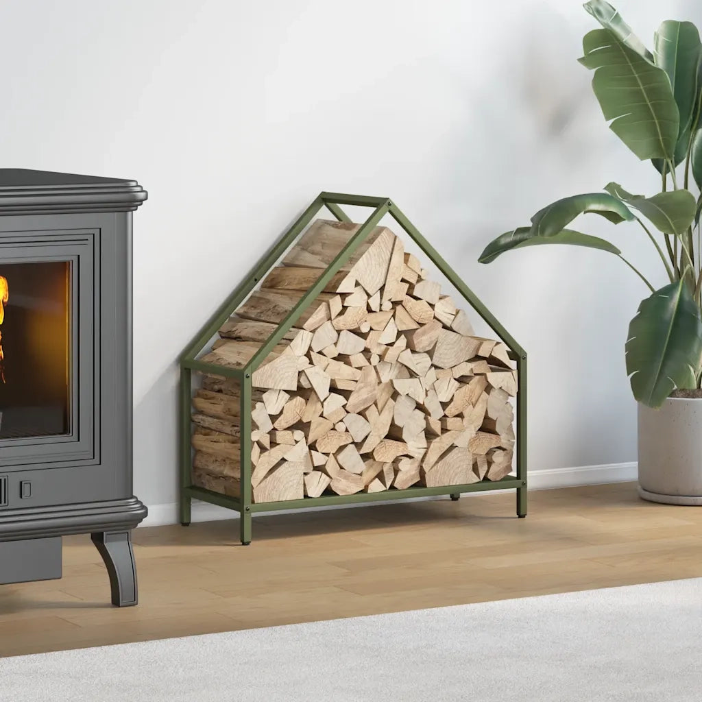 Rastrelliera per Legna da Ardere Verde Oliva 60x25x60 cm CFW2375280