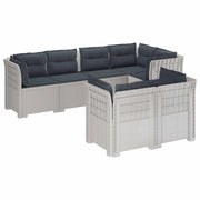 Divano 7 Posti da Giardino con Cuscini Aspetto Rattan PP Bianco 3444169