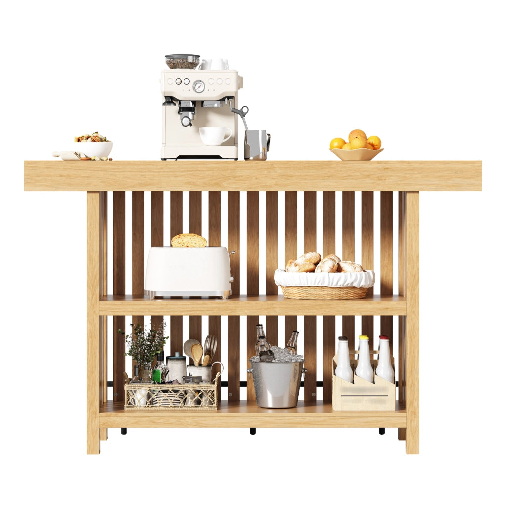 Tavolo Bar Compatto con Porta Piedi e Ripiani a 2 Livelli, 160x40x105 cm, MDF