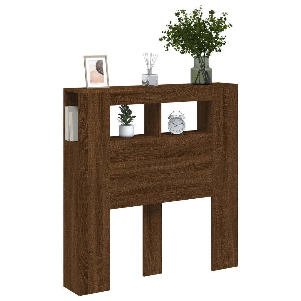 Testiera LED-Testata con LED-Testiera Decorativa Rovere Marrone 100x18,5x103,5 cm Legno Multistrato