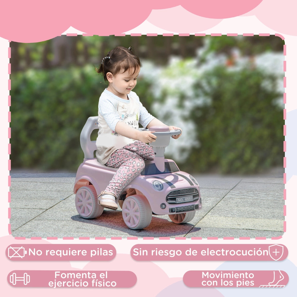 Carrellino a Spinta con Volante e Clacson ¨C Minimal ¨C Rosa 53x25x35 cm